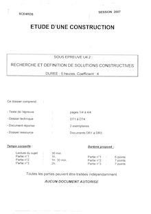 Recherche et définition de solutions constructives 2007 BTS Systèmes constructifs bois et habitat