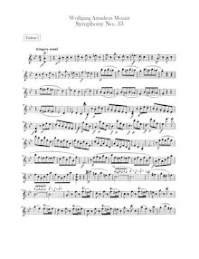 Partition violons I, II, Symphony No.33, B♭ major, Mozart, Wolfgang Amadeus