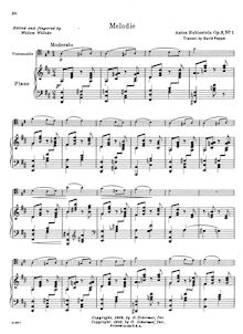 Partition de piano et partition de violoncelle, 2 Mélodies