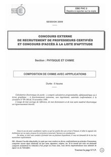Composition de chimie avec applications 2009 CAPES de physique-chimie CAPES (Externe)
