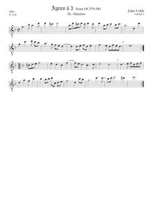 Partition ténor viole de gambe, octave aigu clef, Airs pour 3 violes de gambe par John Cobb
