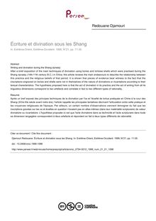 Écriture et divination sous les Shang - article ; n°21 ; vol.21, pg 11-35