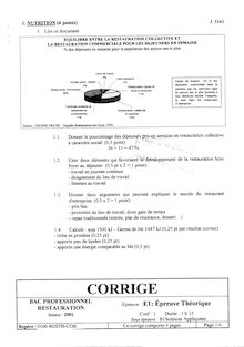 Corrige BACPRO RESTAURATION Sciences appliquees 2001