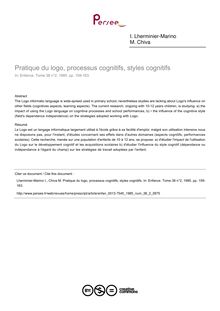 Pratique du logo, processus cognitifs, styles cognitifs - article ; n°2 ; vol.38, pg 159-163