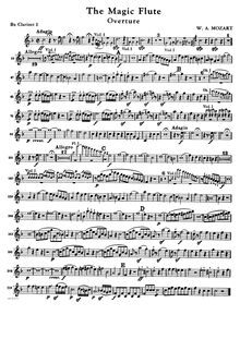 Partition clarinette 1, 2 (en B♭), Die Zauberflöte, The Magic Flute par Wolfgang Amadeus Mozart