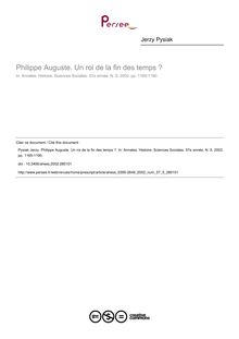 Philippe Auguste. Un roi de la fin des temps ? - article ; n°5 ; vol.57, pg 1165-1190