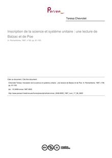 Inscription de la science et système unitaire : une lecture de Balzac et de Poe - article ; n°58 ; vol.17, pg 81-100