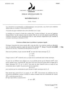 Mathématiques 2 2000 Classe Prepa PSI Concours Instituts Nat. Polytechniques (INP - ENSI)
