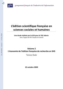 [sic 00440421, v1] L édition scientifique française en sciences  humaines et sociales Une étude réalisée