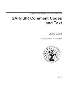 2002-2003 SAR-ISIR Comment Codes and Text  MAR 