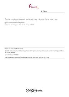 Facteurs physiques et facteurs psychiques de la réponse galvanique de la peau - article ; n°2 ; vol.54, pg 345-356