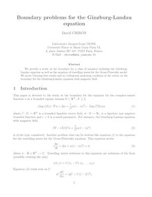 Boundary problems for the Ginzburg Landau equation