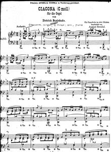 Partition complète, Ciacona pour orgue en C minor, BuxWV 159, Buxtehude, Dietrich