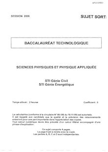 Physique 2006 S.T.I (Génie Energétique) Baccalauréat technologique