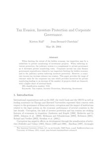 Tax Evasion Investors Protection and Corporate Governance
