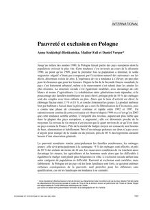 Pauvreté et exclusion en Pologne - article ; n°1 ; vol.383, pg 157-178