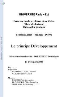 Le principe Développement, The principle development