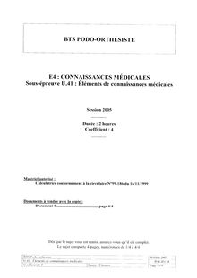 Eléments de connaissances médicales 2005 BTS Podo - orthésiste