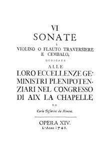 Partition complète, 6 Sonate a violon o Traversiere, Tessarini, Carlo