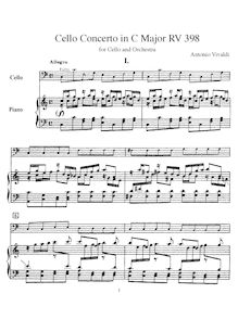 Partition de piano, violoncelle Concerto en C major, C major