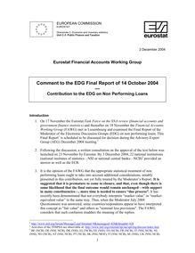 Eurostat Financial Accounts Working Group           Comment to the EDG Final Report of 14 October 2004