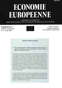 ECONOMIE EUROPEENNE. Supplément A Analyses économiques N° 4-Avril 1996