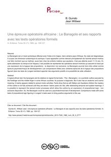 Une épreuve opératoire africaine : Le Banagolo et ses rapports avec les tests opératoires formels - article ; n°3 ; vol.35, pg 109-127