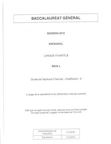Sujet du bac L 2010: Espagnol LV2