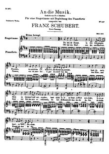 Partition complète, original key (D major), An die Musik, D.547