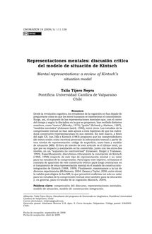 Representaciones mentales: discusión crítica del modelo de situación de Kintsch (Mental representations: a review of Kintsch s situation model)