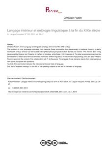 Langage intérieur et ontologie linguistique à la fin du XIXe siècle - article ; n°1 ; vol.132, pg 26-47