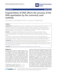 Fragmentation of DNA affects the accuracy of the DNA quantitation by the commonly used methods