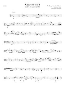 Partition viole de gambe, corde quatuor No.4, C major, Mozart, Wolfgang Amadeus