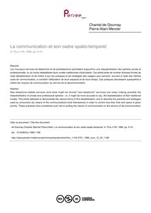 La communication et son cadre spatio-temporel - article ; n°25 ; vol.12, pg 5-14