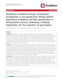 Strabismus-mediated primary archenteron invagination is uncoupled from Wnt/β-catenin-dependent endoderm cell fate specification in Nematostella vectensis(Anthozoa, Cnidaria): Implications for the evolution of gastrulation