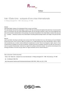 Irak / Etats-Unis : autopsie d une crise internationale - article ; n°2 ; vol.63, pg 377-388