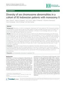 Diversity of sex chromosome abnormalities in a cohort of 95 Indonesian patients with monosomy X