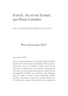 Prix Goncourt 2013 : Extrait de "Au revoir là-haut", par Pierre Lemaître (Albin Michel)