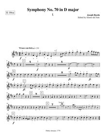 Partition hautbois 2, Symphony Hob.I:70, D major, Symphony VII, Haydn, Joseph