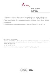 « Normes » de vieillissement morphologique et physiologique d une population de niveau socio-économique élevé de la région parisienne. - article ; n°1 ; vol.10, pg 11-39
