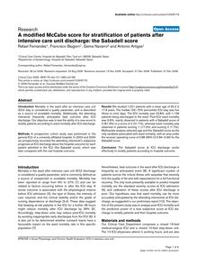 A modified McCabe score for stratification of patients after intensive care unit discharge: the Sabadell score