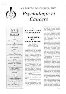 07 Lettre Association Psychologie et Cancers Sept. 1994