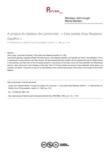 A propos du tableau de Lemonnier : « Une soirée chez Madame Geoffrin » - article ; n°1 ; vol.12, pg 4-18