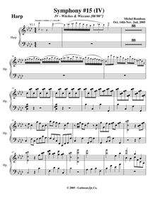 Partition harpe, Symphony No.15  Black Halloween , F minor, Rondeau, Michel
