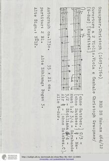 Partition complète, Ouverture en G major, GWV 455, G major, Graupner, Christoph
