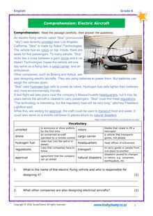 Grade 6 English: Comprehension - Electric Aircraft