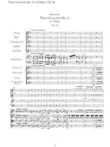 Partition , Allegro moderato, Piano Concerto No.4, G major, Beethoven, Ludwig van