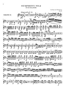 Partition violons II, Symphony No.2, D major, Beethoven, Ludwig van