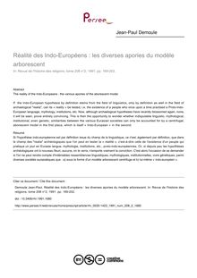 Réalité des Indo-Européens : les diverses apories du modèle arborescent - article ; n°2 ; vol.208, pg 169-202