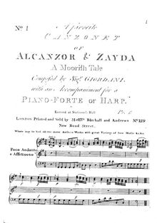 Partition complète, A favorite Canzonet of Alcanzor et Zayda, A Moorish Tale